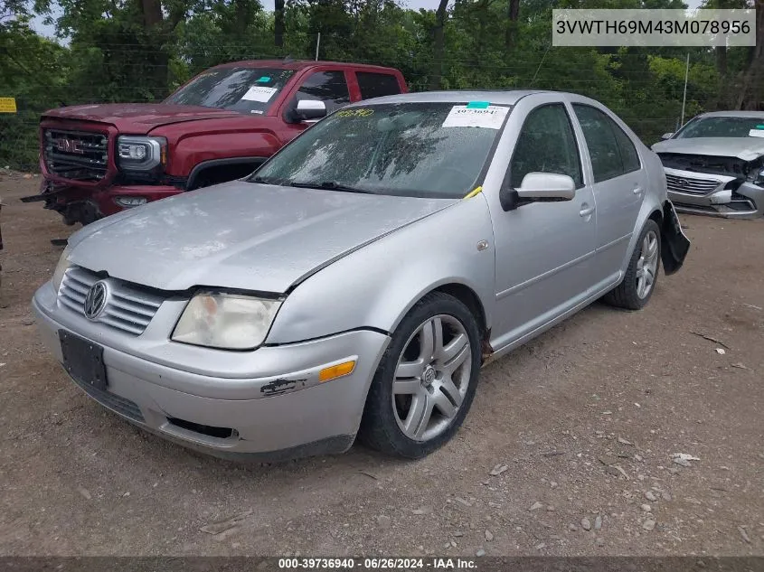 2003 Volkswagen Jetta Glx VIN: 3VWTH69M43M078956 Lot: 39736940