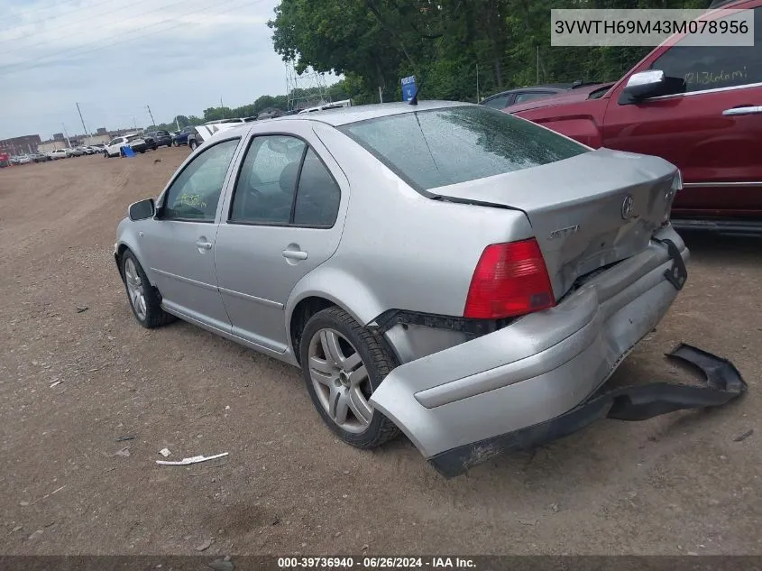 2003 Volkswagen Jetta Glx VIN: 3VWTH69M43M078956 Lot: 39736940