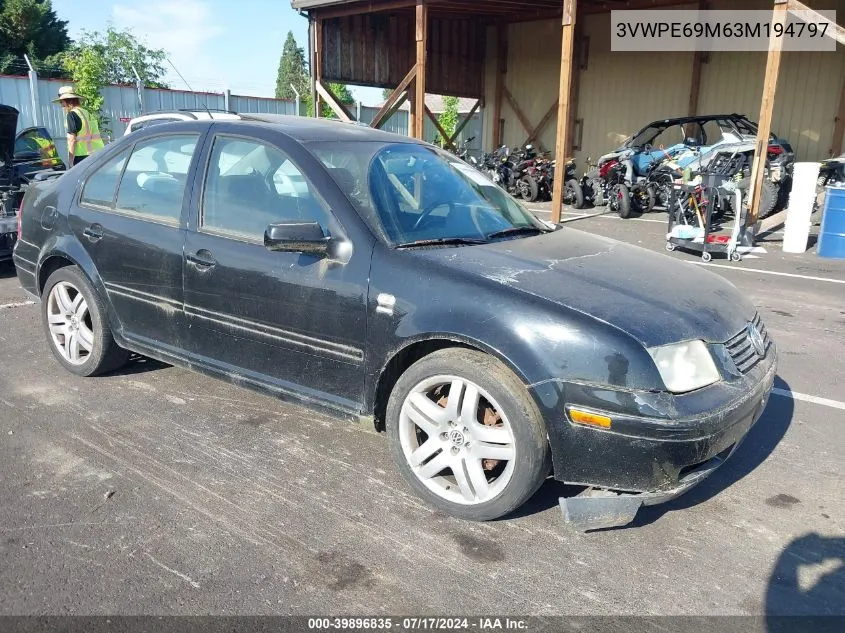 2003 Volkswagen Jetta Wolfsburg Edition VIN: 3VWPE69M63M194797 Lot: 39896835