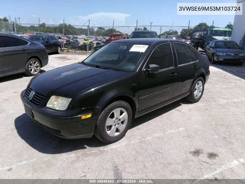 2003 Volkswagen Jetta Gls 1.8T VIN: 3VWSE69M53M103724 Lot: 39946343