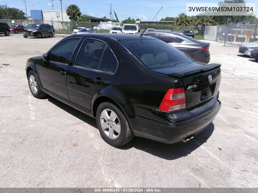 2003 Volkswagen Jetta Gls 1.8T VIN: 3VWSE69M53M103724 Lot: 39946343