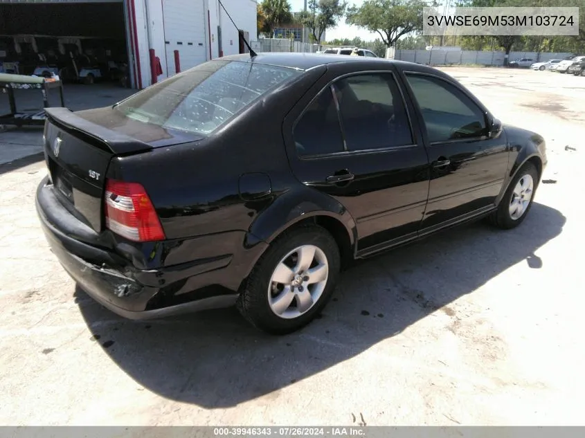 2003 Volkswagen Jetta Gls 1.8T VIN: 3VWSE69M53M103724 Lot: 39946343