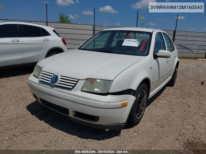 2003 Volkswagen Jetta Gl VIN: 3VWRK69M13M160543 Lot: 40092446