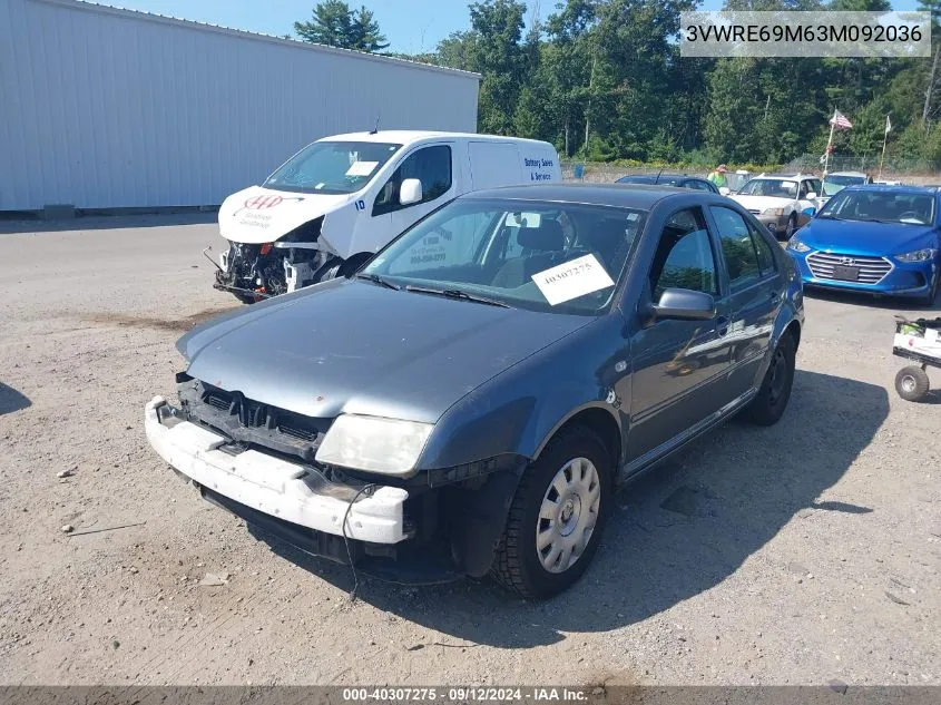 2003 Volkswagen Jetta Gl 1.8T VIN: 3VWRE69M63M092036 Lot: 40307275