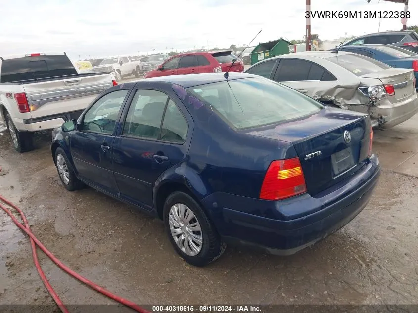 2003 Volkswagen Jetta Gl VIN: 3VWRK69M13M122388 Lot: 40318615