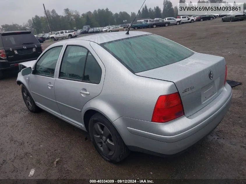 2003 Volkswagen Jetta Gls VIN: 3VWSK69M63M093861 Lot: 40334309