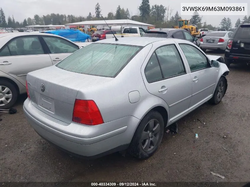 2003 Volkswagen Jetta Gls VIN: 3VWSK69M63M093861 Lot: 40334309