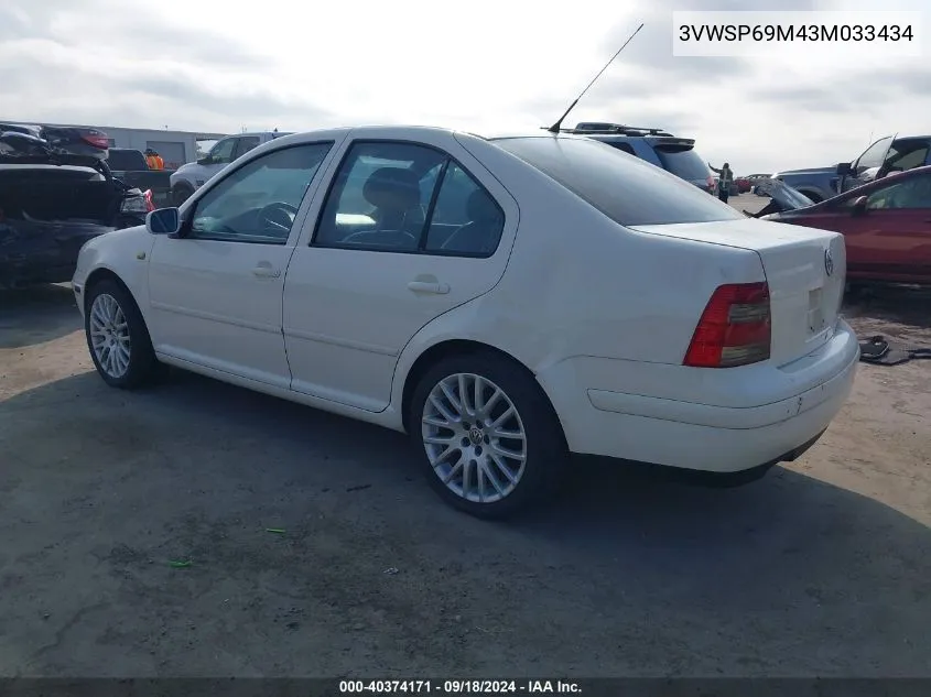 2003 Volkswagen Jetta Gls Tdi VIN: 3VWSP69M43M033434 Lot: 40374171