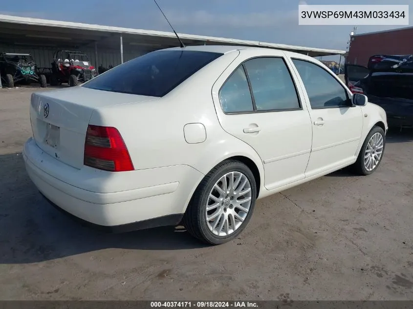 2003 Volkswagen Jetta Gls Tdi VIN: 3VWSP69M43M033434 Lot: 40374171