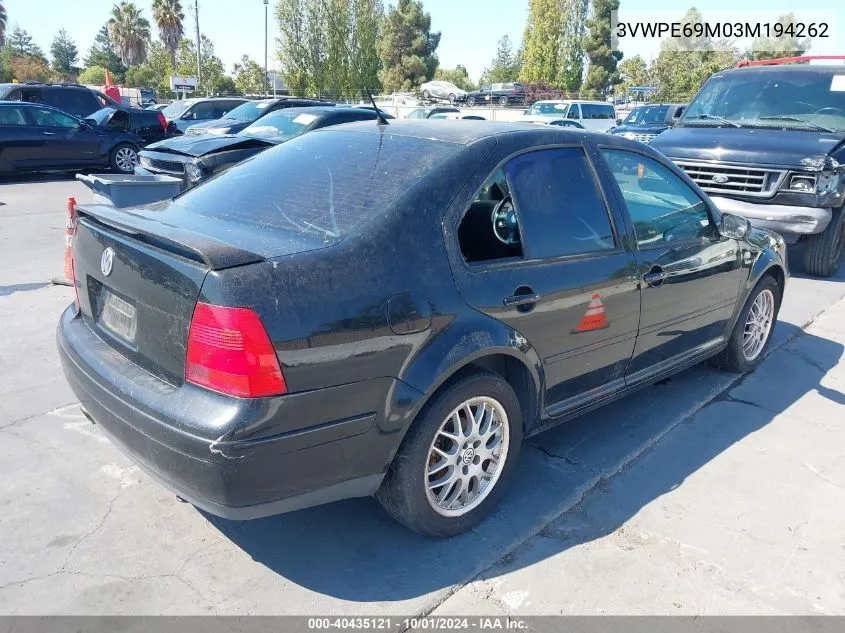 2003 Volkswagen Jetta Wolfsburg Edition VIN: 3VWPE69M03M194262 Lot: 40435121