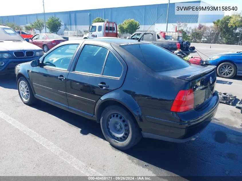 2003 Volkswagen Jetta Wolfsburg Edition VIN: 3VWPE69M93M158540 Lot: 40455171