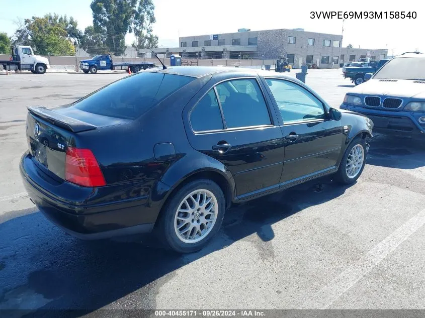 2003 Volkswagen Jetta Wolfsburg Edition VIN: 3VWPE69M93M158540 Lot: 40455171