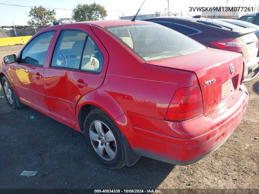 2003 Volkswagen Jetta Gls VIN: 3VWSK69M13M077261 Lot: 40534339