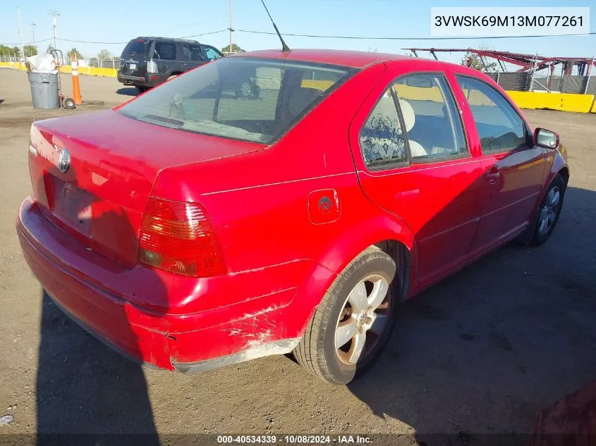 2003 Volkswagen Jetta Gls VIN: 3VWSK69M13M077261 Lot: 40534339