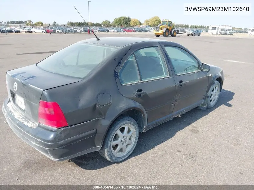 2003 Volkswagen Jetta Gls Tdi VIN: 3VWSP69M23M102640 Lot: 40561466