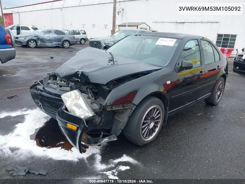 2003 Volkswagen Jetta Gl VIN: 3VWRK69M53M105092 Lot: 40647719