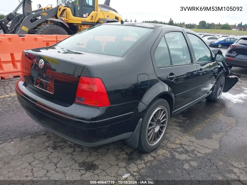 2003 Volkswagen Jetta Gl VIN: 3VWRK69M53M105092 Lot: 40647719