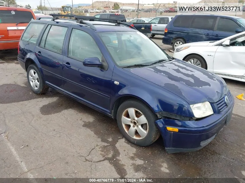 2003 Volkswagen Jetta Gls 2.0L VIN: WVWSK61J33W523771 Lot: 40766779