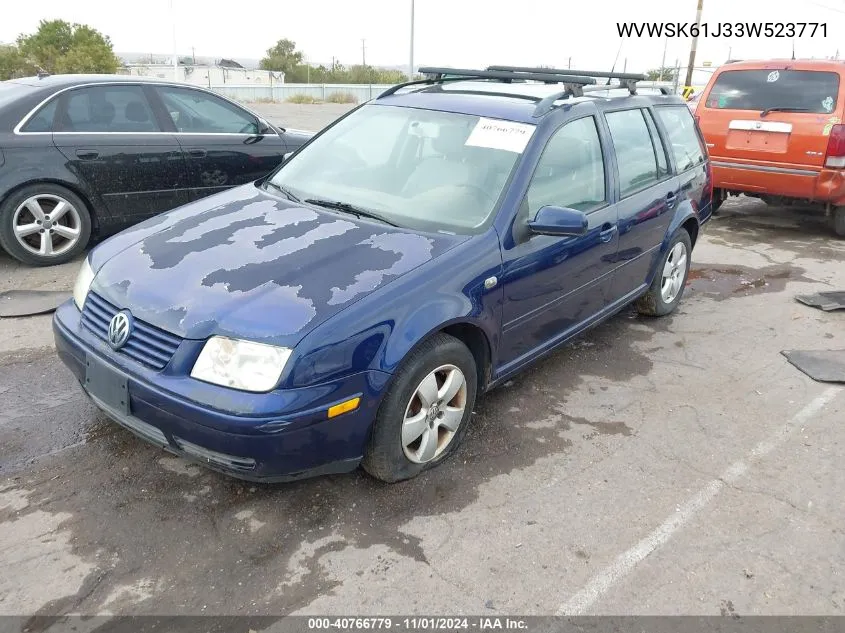 2003 Volkswagen Jetta Gls 2.0L VIN: WVWSK61J33W523771 Lot: 40766779