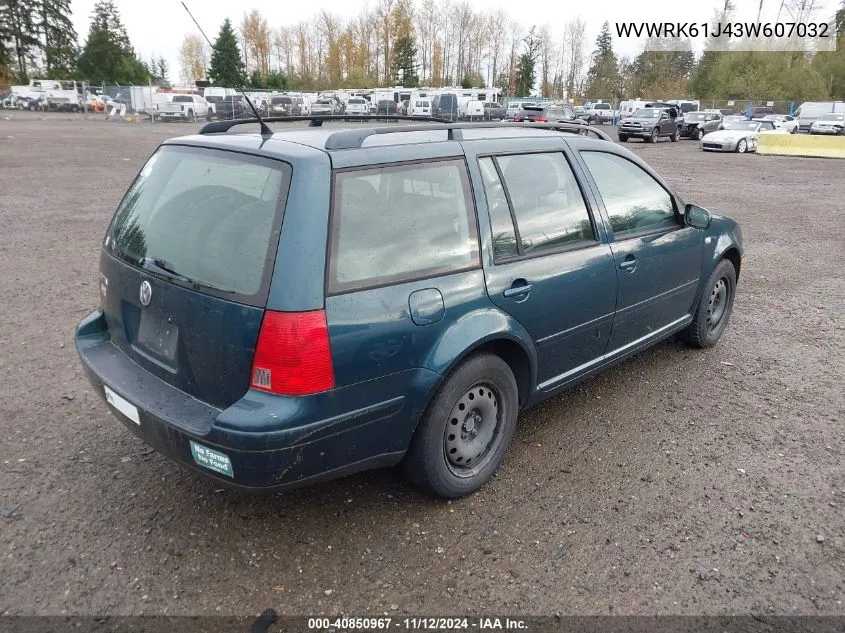 2003 Volkswagen Jetta Gl VIN: WVWRK61J43W607032 Lot: 40850967