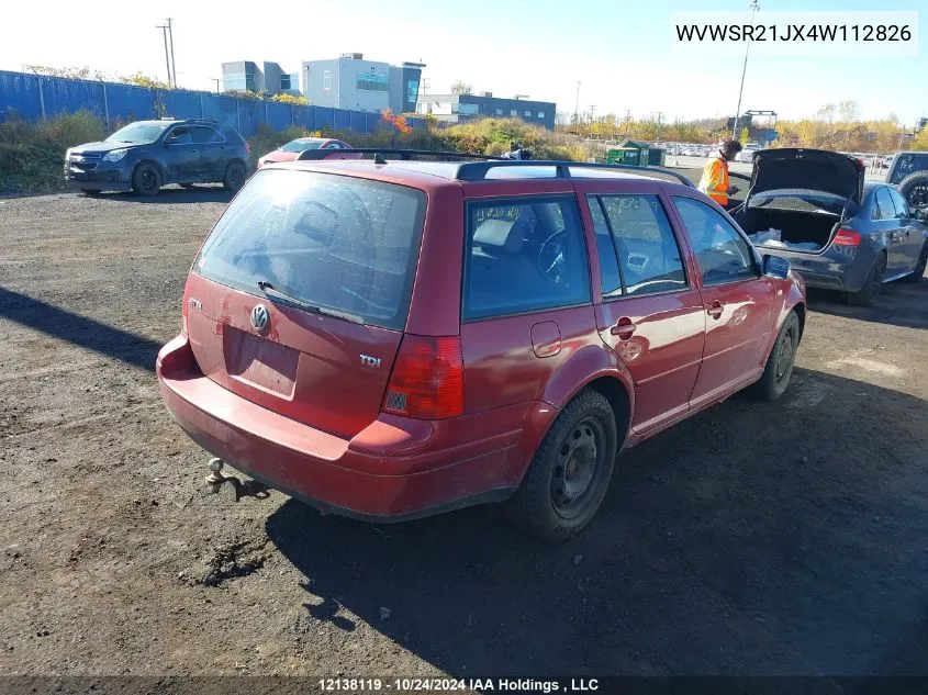 2004 Volkswagen Jetta Wagon VIN: WVWSR21JX4W112826 Lot: 12138119