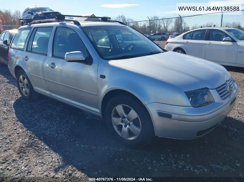 2004 Volkswagen Jetta Gls 2.0L VIN: WVWSL61J64W138588 Lot: 40767376