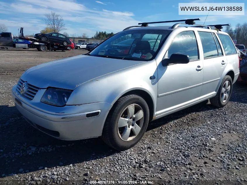 2004 Volkswagen Jetta Gls 2.0L VIN: WVWSL61J64W138588 Lot: 40767376