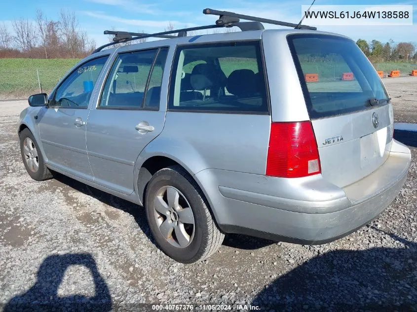 2004 Volkswagen Jetta Gls 2.0L VIN: WVWSL61J64W138588 Lot: 40767376