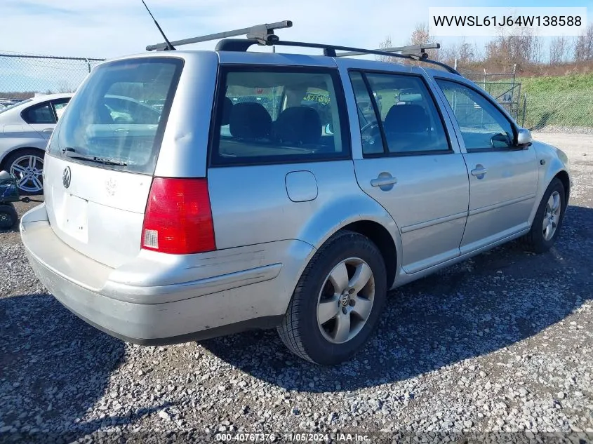 2004 Volkswagen Jetta Gls 2.0L VIN: WVWSL61J64W138588 Lot: 40767376