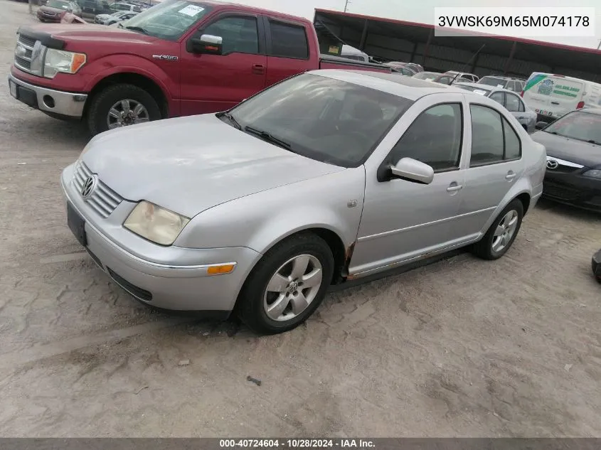 2005 Volkswagen Jetta Gls 2.0L VIN: 3VWSK69M65M074178 Lot: 40724604