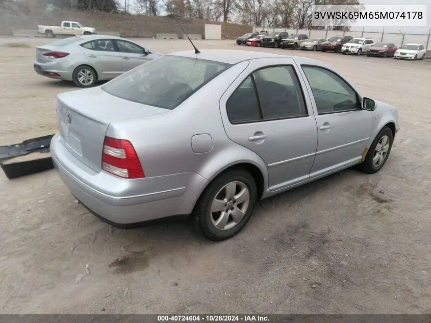 2005 Volkswagen Jetta Gls 2.0L VIN: 3VWSK69M65M074178 Lot: 40724604