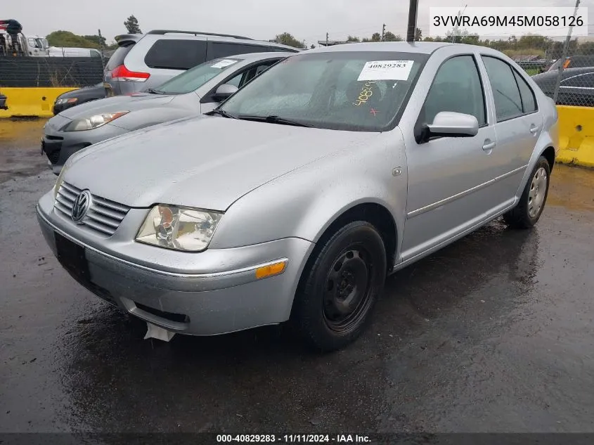 2005 Volkswagen Jetta Gl VIN: 3VWRA69M45M058126 Lot: 40829283