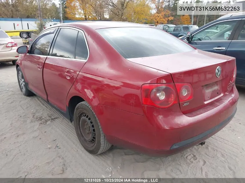 2006 Volkswagen Jetta Sedan VIN: 3VWDT31K56M632263 Lot: 12131025