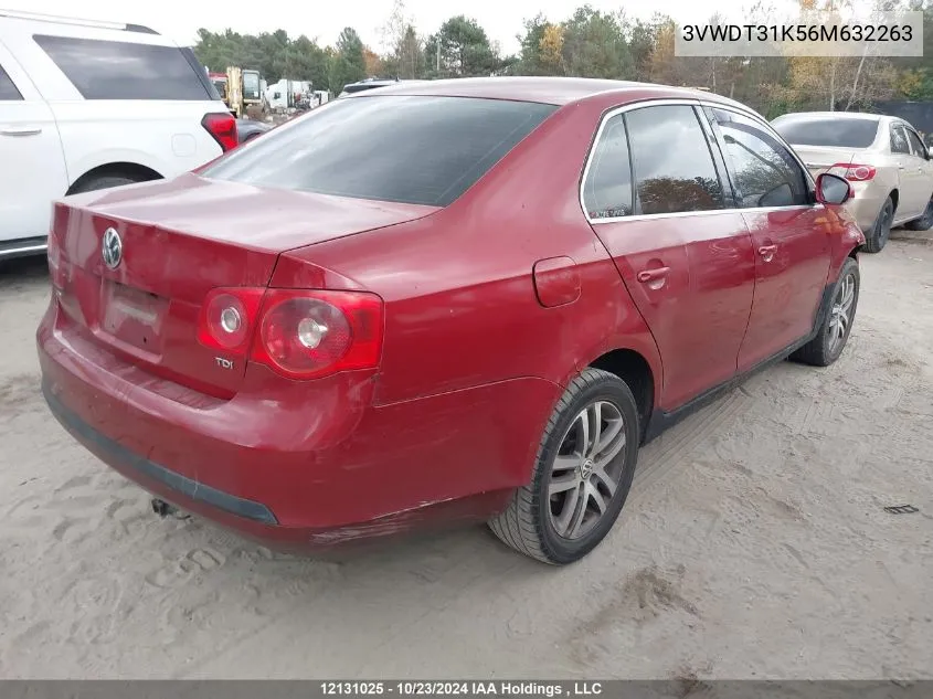 2006 Volkswagen Jetta Sedan VIN: 3VWDT31K56M632263 Lot: 12131025