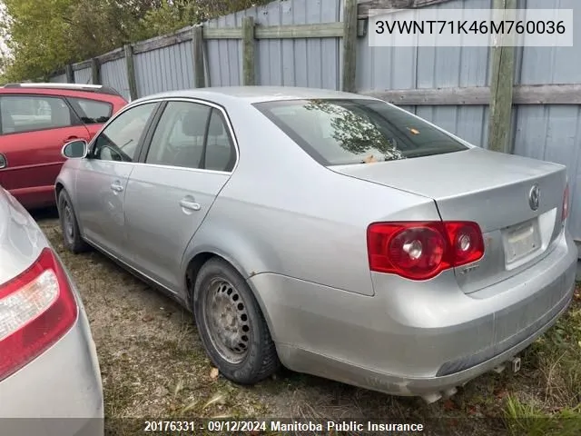 2006 Volkswagen Jetta Tdi VIN: 3VWNT71K46M760036 Lot: 20176331