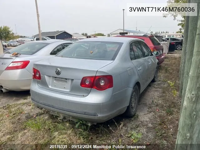 2006 Volkswagen Jetta Tdi VIN: 3VWNT71K46M760036 Lot: 20176331