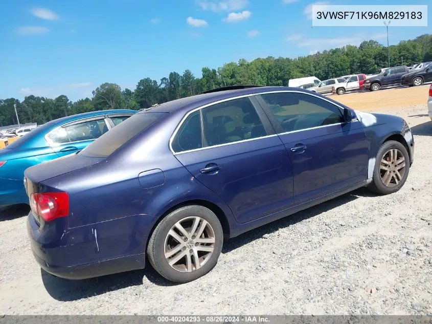 2006 Volkswagen Jetta 2.5 VIN: 3VWSF71K96M829183 Lot: 40204293