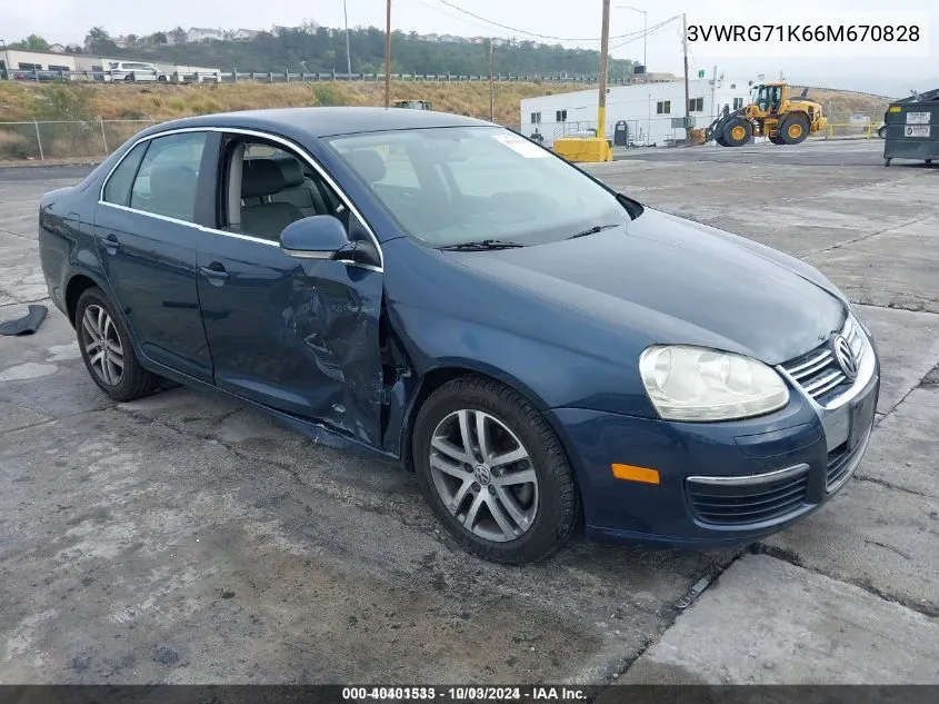 2006 Volkswagen Jetta 2.5 VIN: 3VWRG71K66M670828 Lot: 40401533