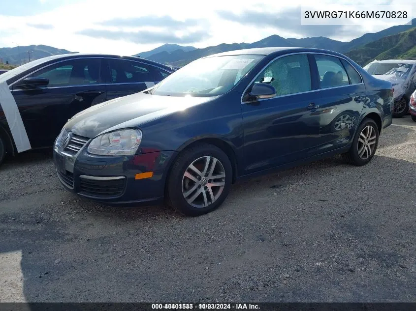 2006 Volkswagen Jetta 2.5 VIN: 3VWRG71K66M670828 Lot: 40401533