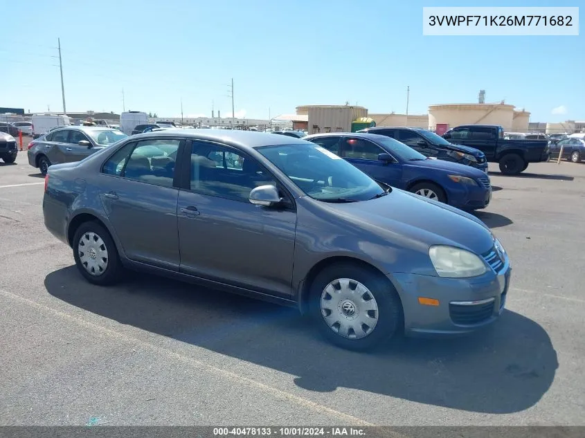 2006 Volkswagen Jetta Value Edition VIN: 3VWPF71K26M771682 Lot: 40478133