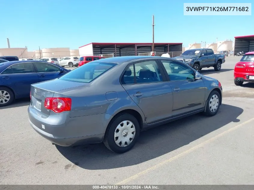 2006 Volkswagen Jetta Value Edition VIN: 3VWPF71K26M771682 Lot: 40478133