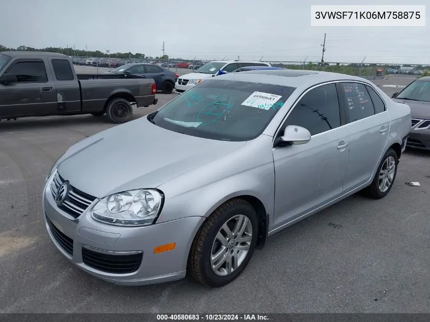 2006 Volkswagen Jetta 2.5 VIN: 3VWSF71K06M758875 Lot: 40580683