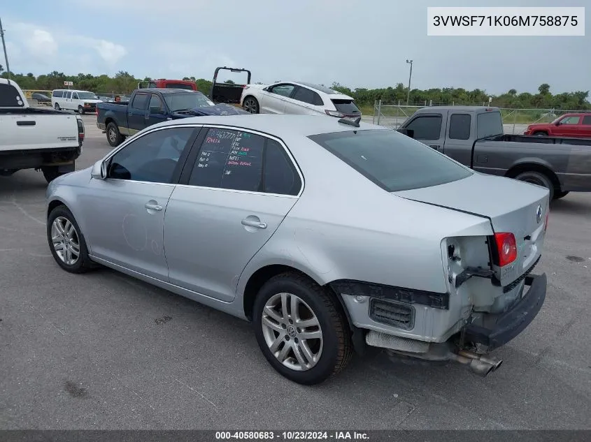 2006 Volkswagen Jetta 2.5 VIN: 3VWSF71K06M758875 Lot: 40580683