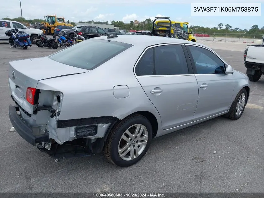 2006 Volkswagen Jetta 2.5 VIN: 3VWSF71K06M758875 Lot: 40580683