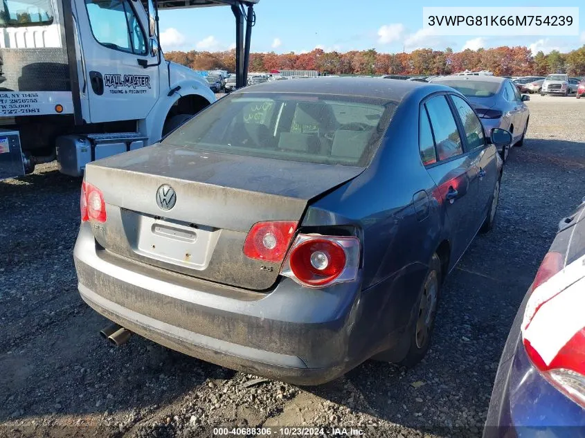 2006 Volkswagen Jetta Value Edition VIN: 3VWPG81K66M754239 Lot: 40688306