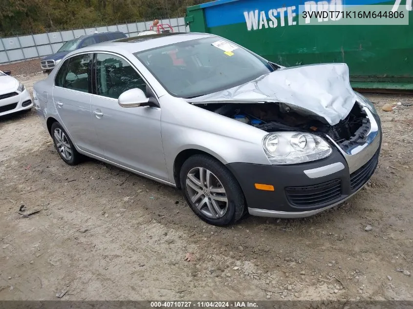 2006 Volkswagen Jetta Tdi VIN: 3VWDT71K16M644806 Lot: 40710727