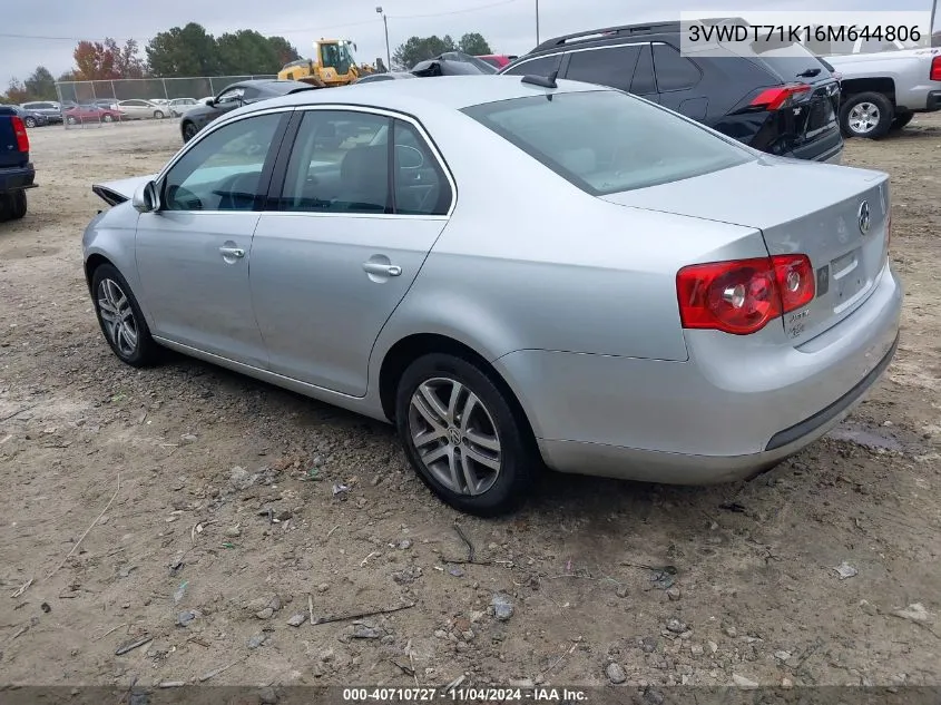 2006 Volkswagen Jetta Tdi VIN: 3VWDT71K16M644806 Lot: 40710727