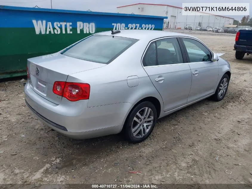 2006 Volkswagen Jetta Tdi VIN: 3VWDT71K16M644806 Lot: 40710727