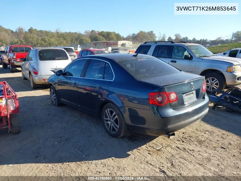 2006 Volkswagen Jetta Diesel VIN: 3VWCT71K26M853645 Lot: 40750963