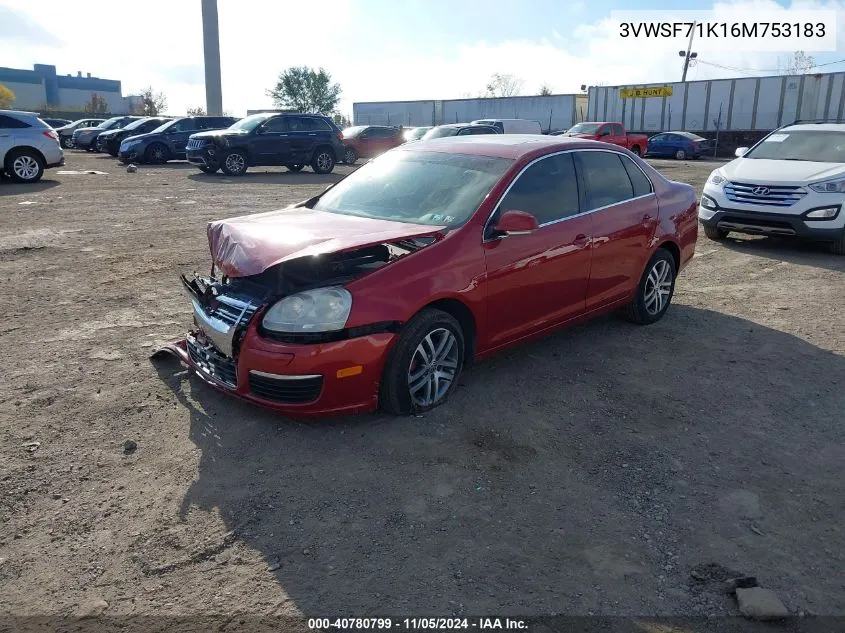 2006 Volkswagen Jetta 2.5 VIN: 3VWSF71K16M753183 Lot: 40780799